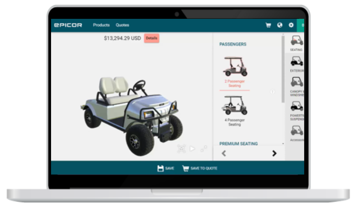 screenshot of Epicor CPQ